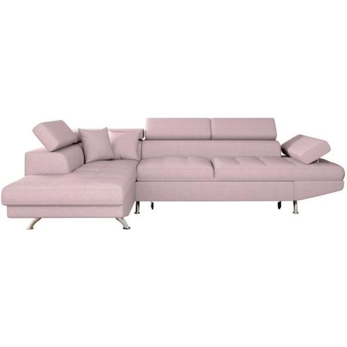 Canapé d'angle Rose Tissu Contemporain Confort