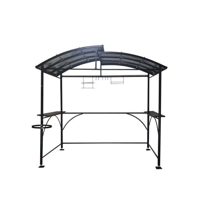 Carport barbecue autoportant à double toit - HABRITA - Gris anthracite - Acier galvanisé