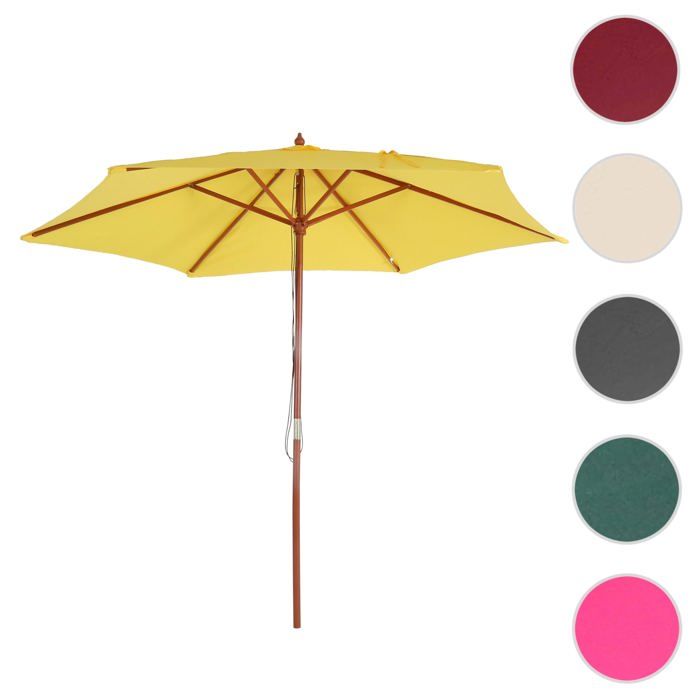 Parasol Florida parasol de jardin parasol de marché Ø 3m polyester/bois ~ jaune