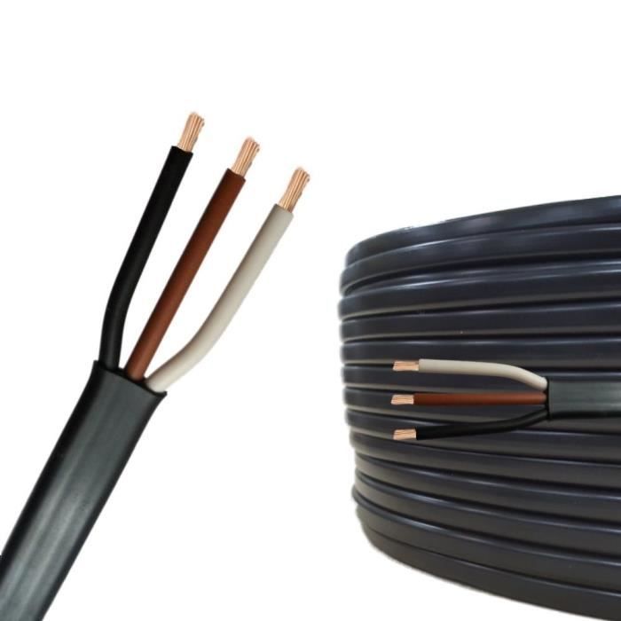 Câble plat 3 x 1,5 mm² au mètre Câble multiconducteur pour l