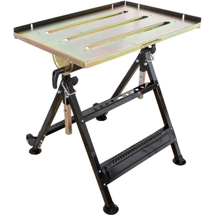 XPOtool Table De Soudage Pliante Réglable - 150kg Charge - Hauteur Et Inclinaison Ajustables
