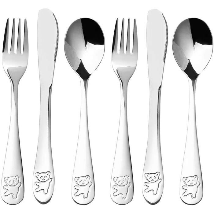 Ensemble De Couverts Enfants En Acier Inoxydable (cuillère, Fourchette, Couteau) - Poignée Ergonomique - Motif Dinosaure - Boîte Incluse
