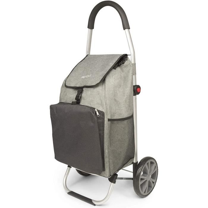 Chariot de Course Caddie roulettes Rouge et Noir Cabas Roues