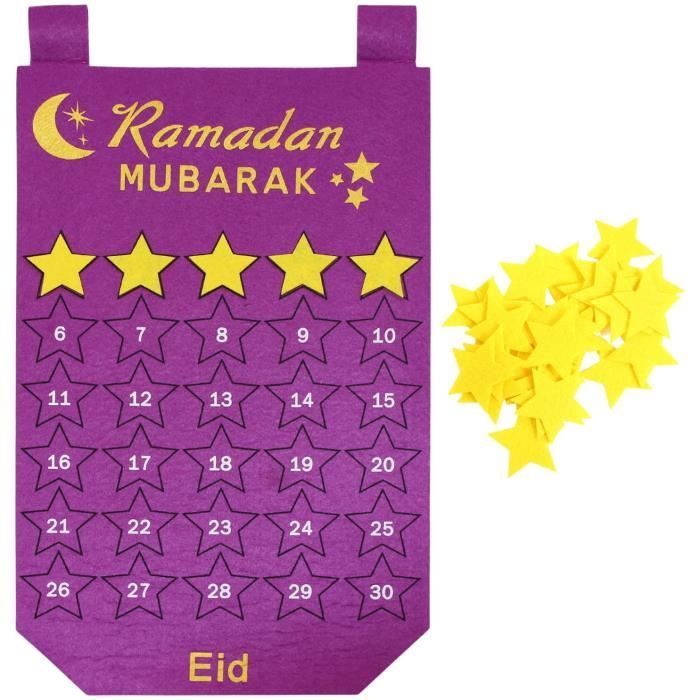 2023 Calendrier de l'Avent Ramadan en Feutre, Calendrier du Compte À  Rebours du Ramadan 30 jours avec 30 étoiles - Cdiscount Maison