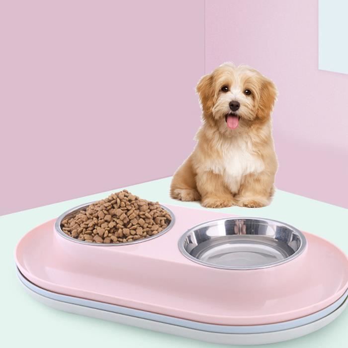 Double Bol Gamelle Pour Chien Chat Gamelle Pour Chien Chat Inox Ecuelle Chien Distributeur Eau Croquettes Chat Chien Rose