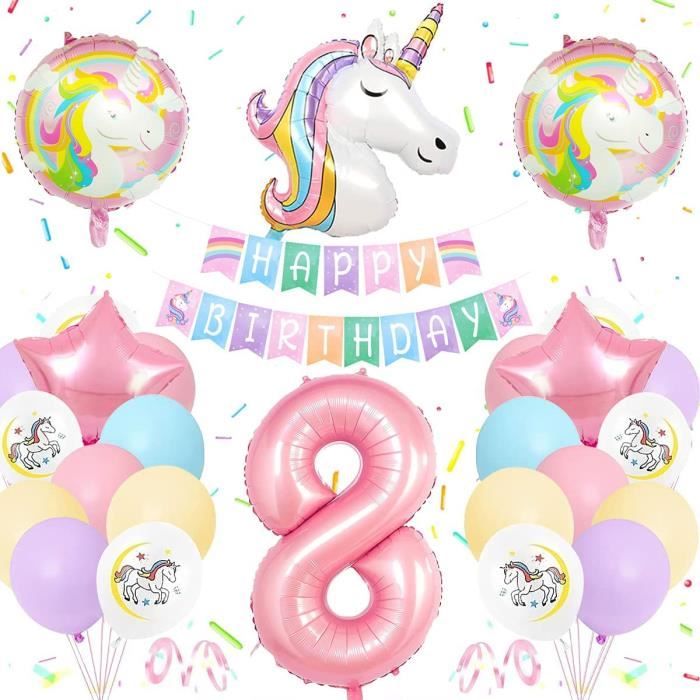 8 Ans Decoration Anniversaire Licorne Fillepastel Ballon Licorne Anniversaire Fillegeants Ballons Numero 8enormes Ballons Licor 775 Cdiscount Maison