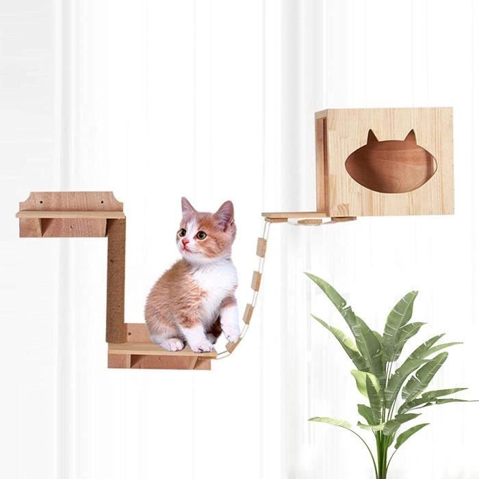 Arbre A Chat Suppemie Arbre A Chat En Bois Fixe Au Mur Cadre D Escalade Pour Chat Centres D Activites De 569 Cdiscount Animalerie