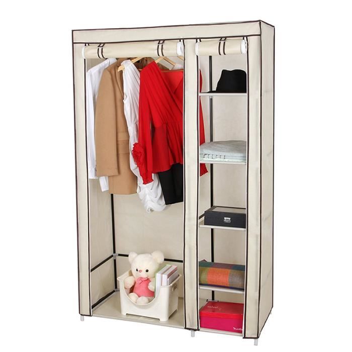Beige Armoire rangement vêtement Portable stockage placard organisateur