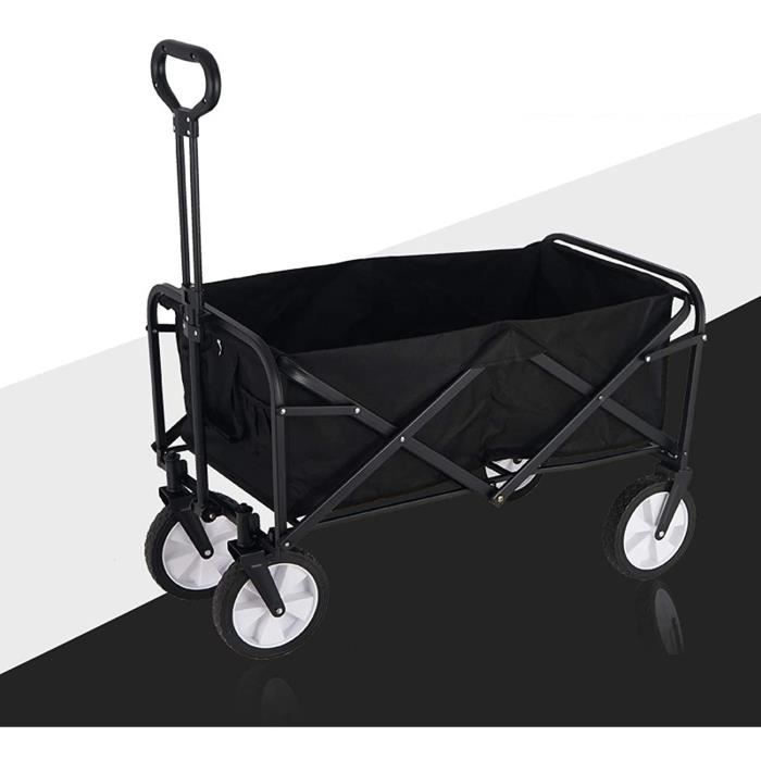 Chariot de Transport Pliable Hauki avec Toit et Sac, Bleu-Gris, Chariot à Main à Pousser