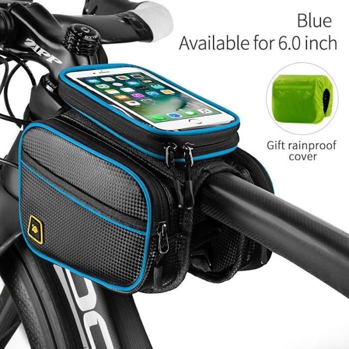 Accessoire vélo,grand sac de vélo, cadre avant, vtt, avec couvercle  étanche, sacoche pour écran tactile, Tube - 6.0-Blue[D6] - Cdiscount Sport