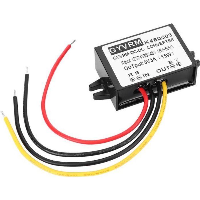 Convertisseur abaisseur étanche DC-DC 12V/24V/36V/48V à 5V 3A