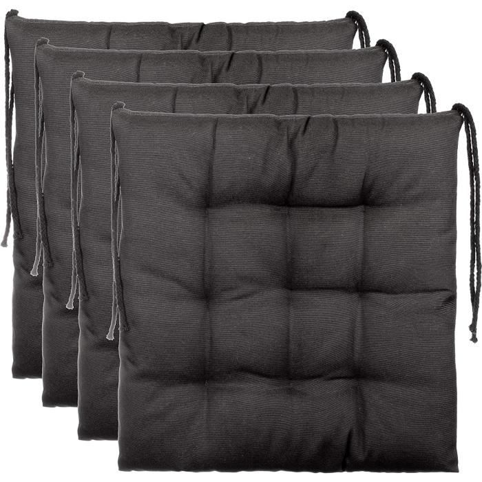 Lot De 4 Coussins De Chaise De Jardin 42x42 Cm - Blanc Crème, Attaches Intégrées, Résistant Aux Intempéries