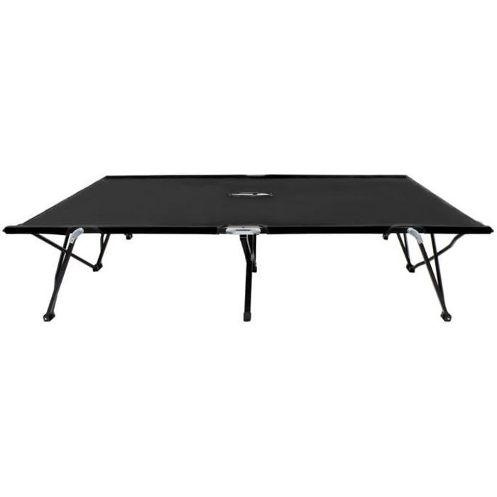LIT DE CAMP - AYNEFY Lit de camping pliable à 2 personnes Noir Acier