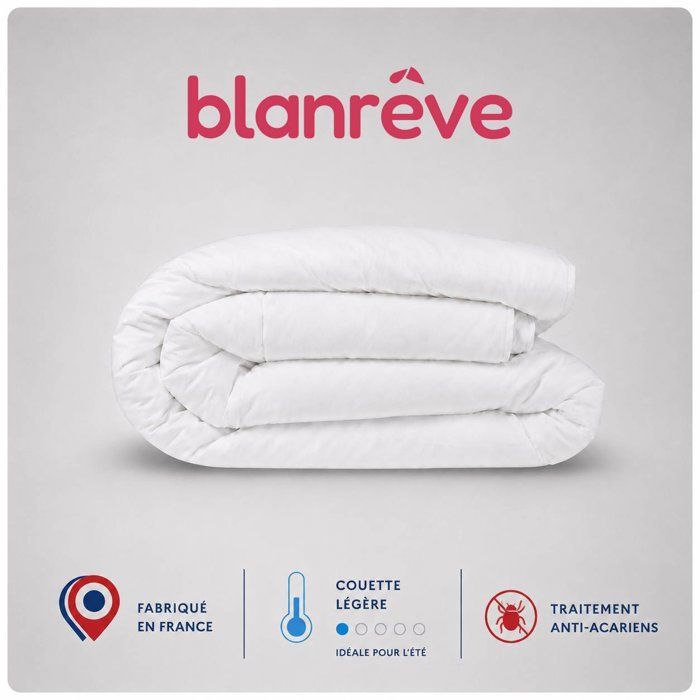 Couette Légère 200gr/m² - BLANREVE - Anti-Acariens - 200 x 200 cm - Blanc