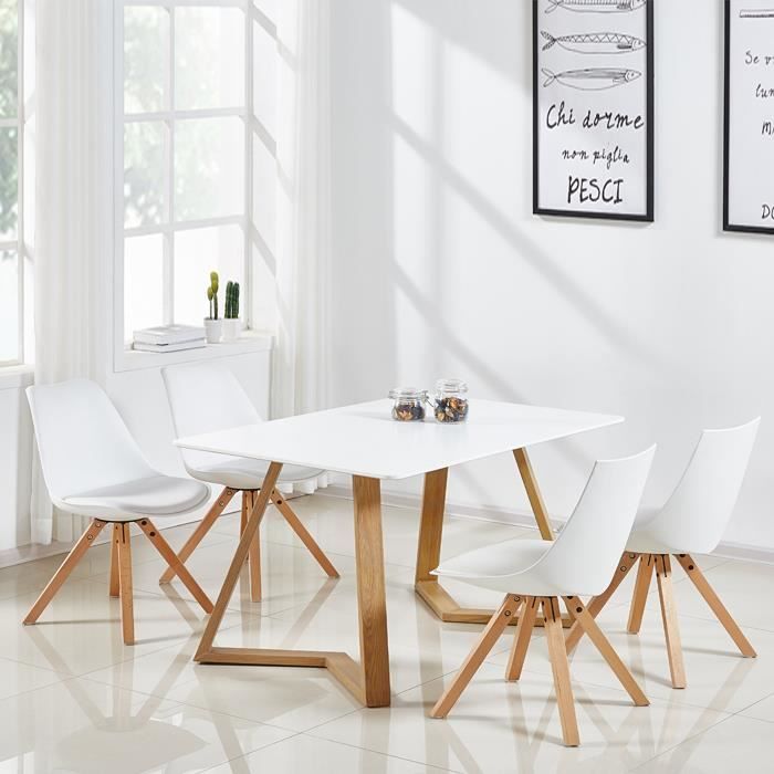 Table à manger rectangulaire scandinave blanche - Trevi - DESIGNETSAMAISON