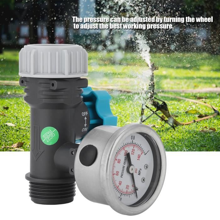 Noir VILLCASE Régulateur de pression d'eau 3/4 pouces 25 PSI Régulateur pour système d'irrigation en goutte ferme parc jardin 7.4X3.2CM Black25PSI 