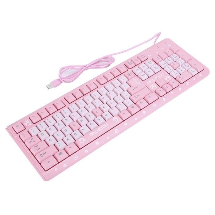 Clavier – DUOKON – Ultra-Mince – Filaire USB – Silencieux – Rose