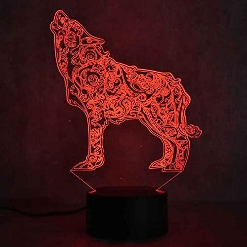 3D Loup LED Lampe Art Déco Lampe Lumières LED Décoration Lampes Touch Control 7 Couleurs Change Veilleuse USB Powered Enfants Cadeau Anniversaire Noël Cadeaux