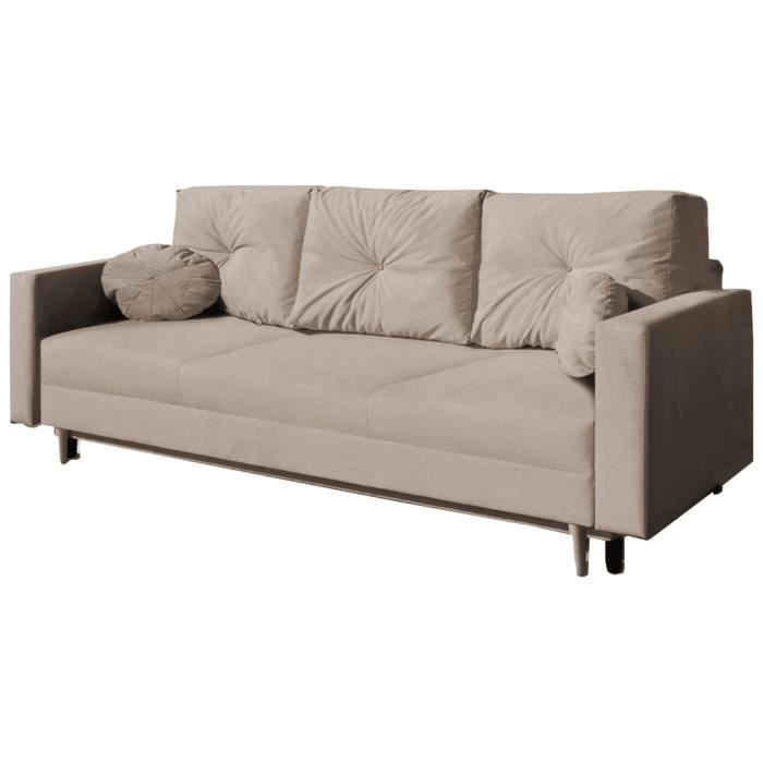 canapé avec fonction de couchage et coffre de lit, canapé-salon avec fonction de lit - milano (beige - trinity 03)
