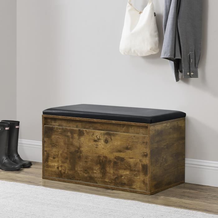 Banc à Chaussures Design avec Tiroir pour 3 Paires 80 x 39 x 45 cm Chêne Foncé Noir