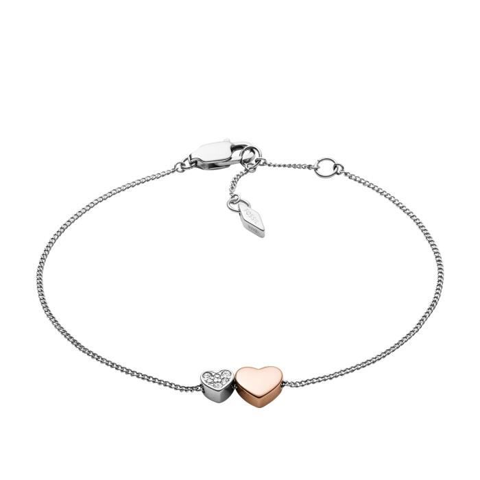 Boucles d'Oreilles femme - FOSSIL - Bracelet Fossil duo de coeur - Couleur  de la matière:Blanc et Rose , - Achat/vente montre - Cdiscount