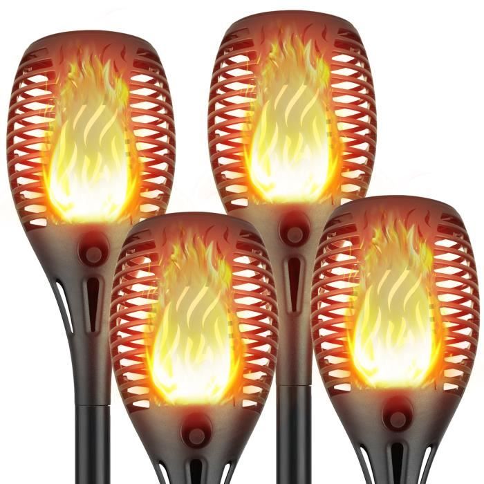 KEDIA. Lumières Flamme Exterieure - 4 Pack, Lampe Solaire Flamme Vacillante pour Décor, Jardin, Patio, Chemins, Pelouse
