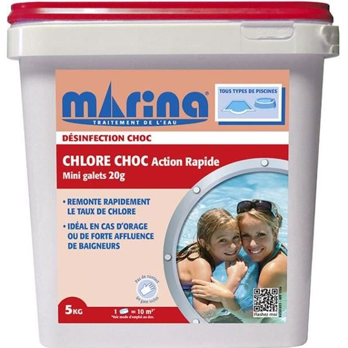 Chlore choc Action Rapide Marina 5kg - Mini Galets de 20g