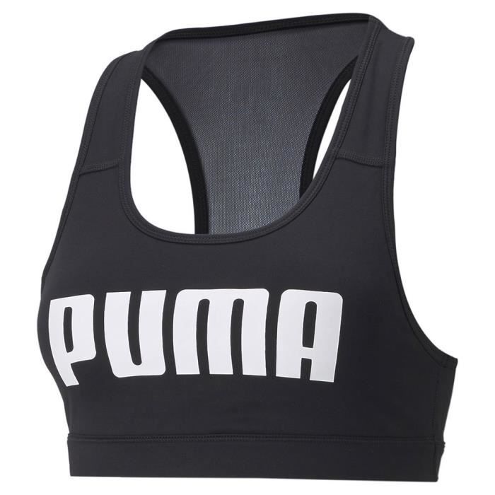 PUMA Mid Impact 4keeps Graphic Bra PM Soutien-Gorge de Sport, Blanc Noir, XS Femme