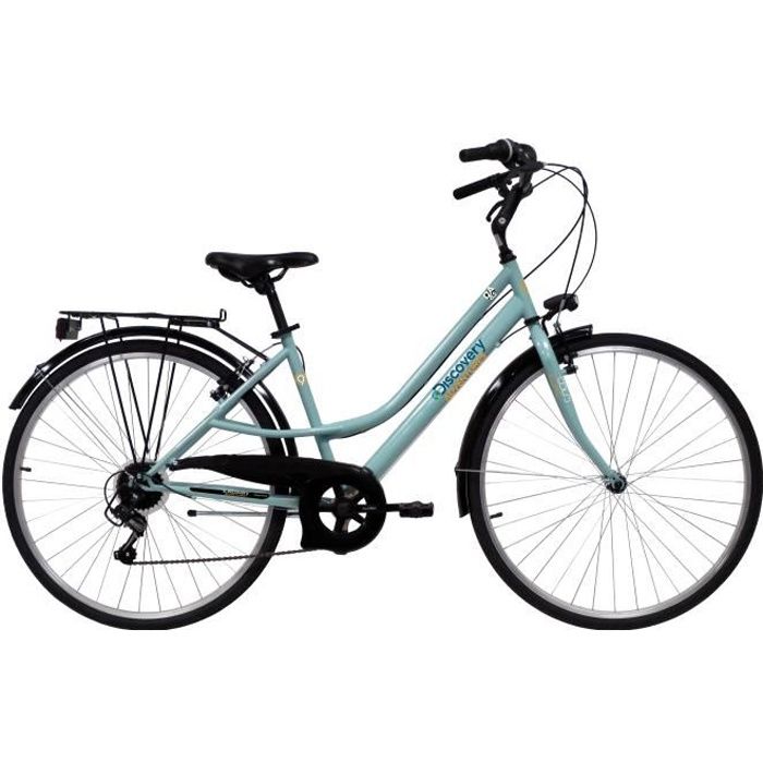 Vélo VTC 28'' Femme - 6 Vitesses - Dérailleur SHIMANO TY21+ Potence réglable & Equipement complet City