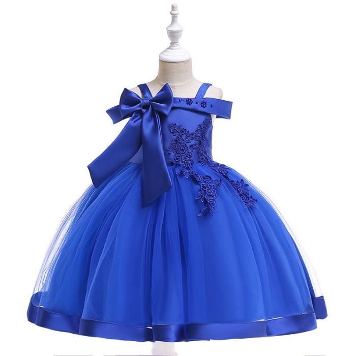 Robe Demoiselle Enfant Fille Loose Pétales Noeud Papillon au Dos