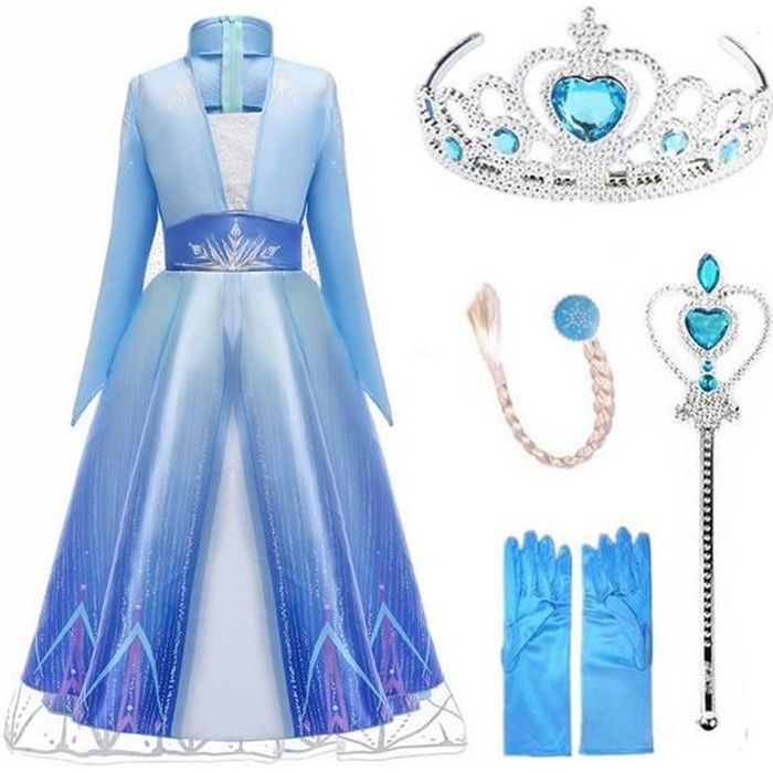 Costume Elsa de la Reine des Neiges pour Enfant, Robe Lumineuse