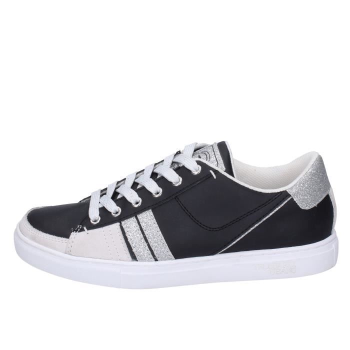 TRUSSARDI JEANS Baskets Femme Noir Cuir BG178 Noir Cdiscount Chaussures