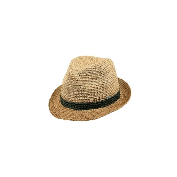 Chapeau De Paille Peron Style Trilby - 100% Papier - Naturel - Pliable - Bords 5cm