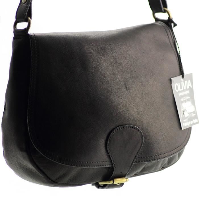 Sac à main bandoulière femme cuir noir cheap