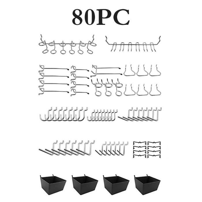 Lot De 32 Crochets Muraux – Pour Ranger Outils Garage, Jardin – Acier Galvanisé, Revêtement Rouge – Relaxdays