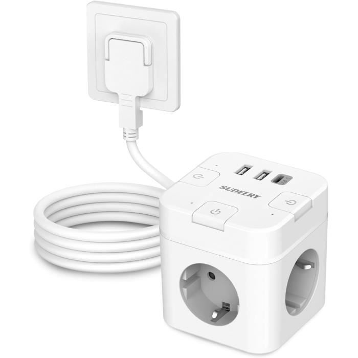 Barrette d'alimentation BESTEK avec USB, rallonge de prise de