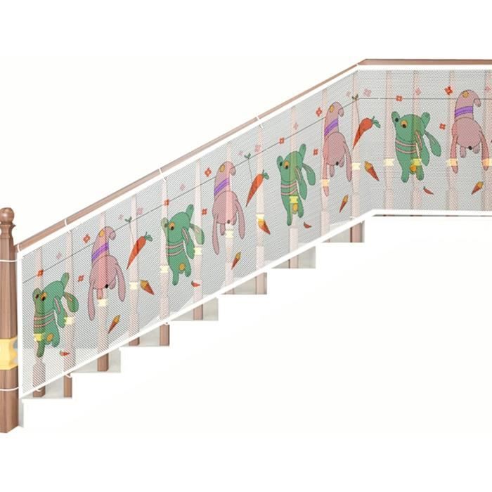 Filet De Sécurité Escalier 6 Mètres - Protection Enfants Et Animaux - Maille Fine, Avec Zip Et Cordes - Adaptable Balcons, Couloirs