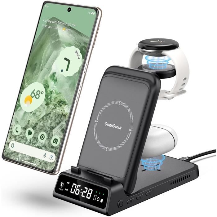 Station De Charge Inductive Pour Google Pixel Watch 1, 4 En 1 Chargeur