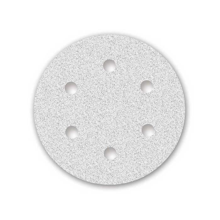 MioTools Shark Disques Abrasifs Auto-agrippants, 150 Mm, 6 Trous, P. Ponceuses Excentriques, Corindon Normal (Lot De 50) G320
