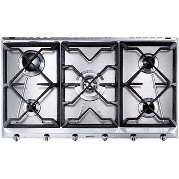 Smeg SRV596GH5 Table de cuisson au gaz 5 plaques de cuisson Niche largeur : 83.9 cm profondeur : 47.8 cm acier inoxydable - vue 2