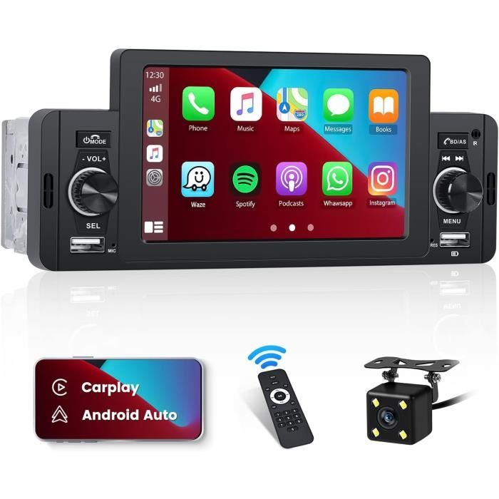 Hikity Carplay Autoradio 1 Din Android Auto avec Ecran Tactile