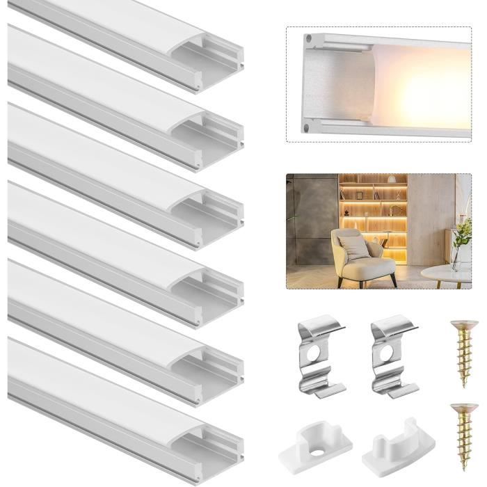 Lot De 4 Profilés LED Aluminium 1m Avec Diffuseur Laiteux - Canal Pour Bande LED 13mm