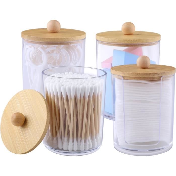 Collazoey Lot De 3 Boîtes Distributeurs Coton-Tiges & Démaquillants - Acrylique Noir Transparent Élégant Pour Salle De Bain