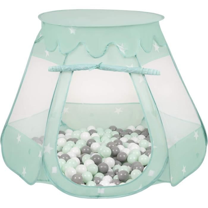 Tente Château à Balles Pour Enfants 105x90 Cm Avec 100 Balles - Gris/perle/transparent/rose, Jeu Intérieur/extérieur