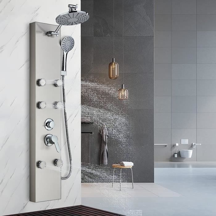 Colonne de Douche Hydromassante et Douchette 3 fonctions,Panneau