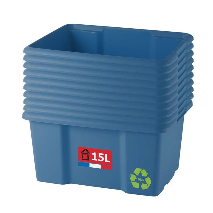 Panier Rangement SUNDIS Pixel 16L - Plastique Recyclé Vert Sauge Empilable | Pour Salle De Bain, Chambre, Bureau