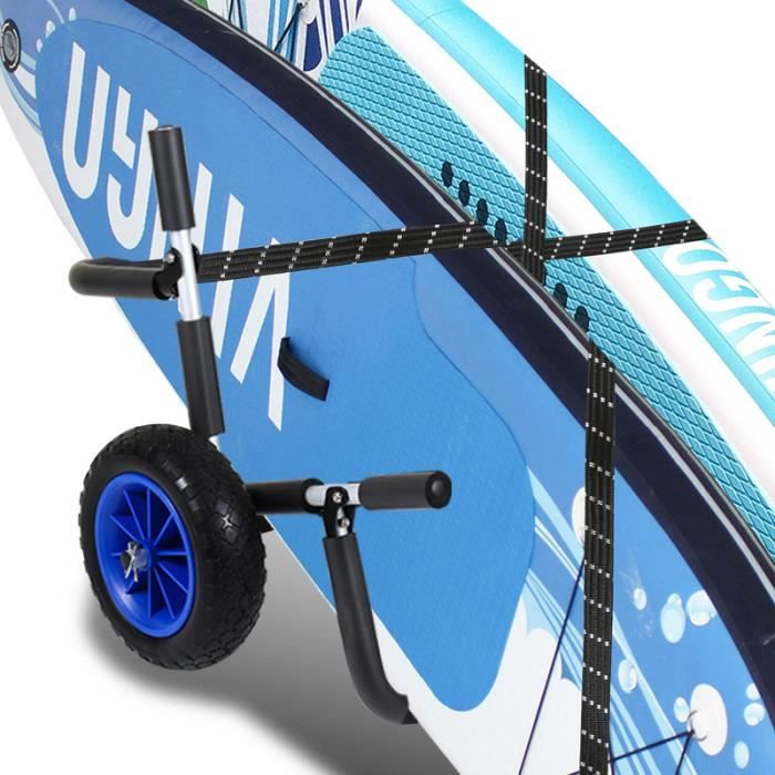 Chariot De Transport Pour Planche De Surf Et SUP - Aluminium Pliable, Roues Larges, Par Tectake, Modèle WaveWheel