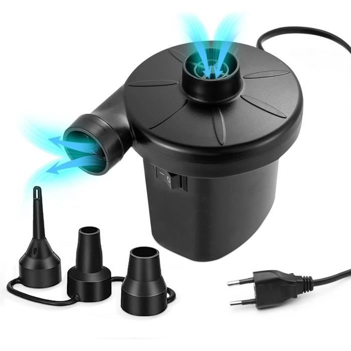 Pompe à Air électrique Portable - Gonfleur/dégonfleur Rapide 400L/min - 3 Buses Pour Matelas, Piscine, Bateau