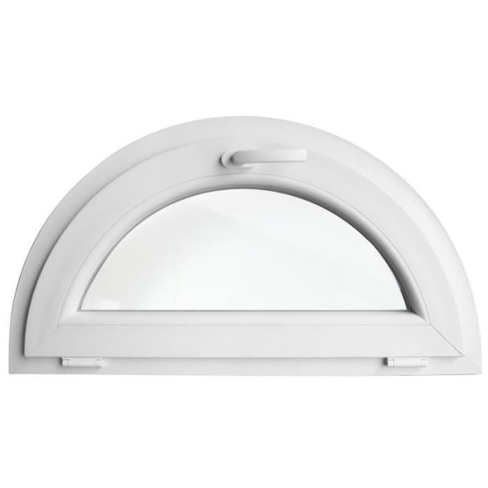 VEKA Fenêtre demi cercle à soufflet PVC Blanc demi lune 120 x 60 cm 
