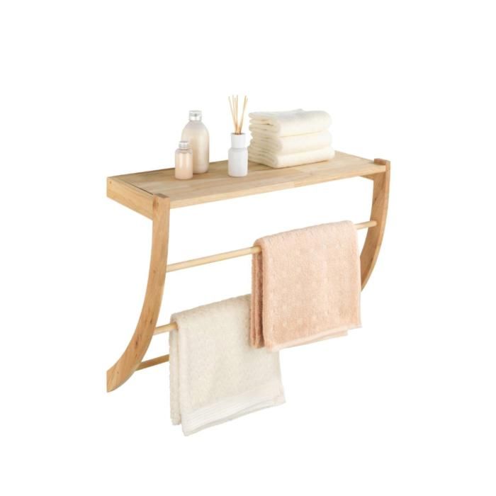 Porte Serviette - WENKO - Norway - Bois de Noyer - 3 niveaux - 60x50x25 cm - Marron